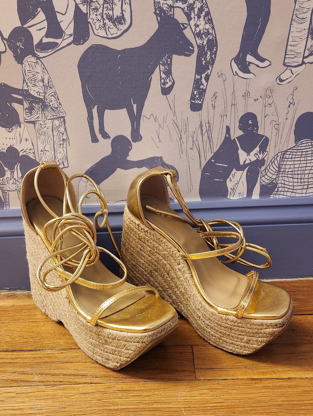 EGO Fly-High Lace Up Platform Wedges – Gold | Size UK 6 / US 8 / EU 39 - Picture 2 of 5